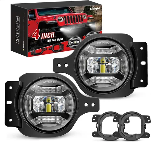 Miniatura 15 de Nilight Conjunto de Luces LED de Niebla de 4 Pulgadas Compatible con 2007 2008 2009 2010 2011 2012 2013 2014 2015 2016 2017 2018 Jeep Wrangler JK