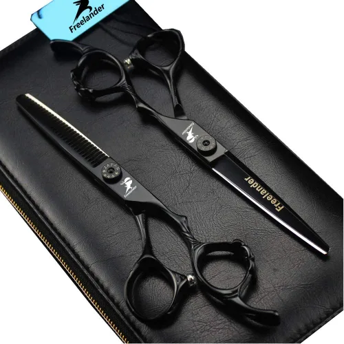 Tijeras de corte de pelo, 6.0 pulgadas negras profesionales japón 440C tijeras de corte de pelo – peluquería de mezcla/adelgazamiento/texturización