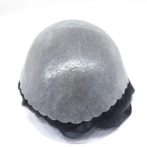 Miniatura 5 de HAIR NATURE Toupee para hombres, sistema de reemplazo de cabello humano, pelo negro, piel de polietileno #1