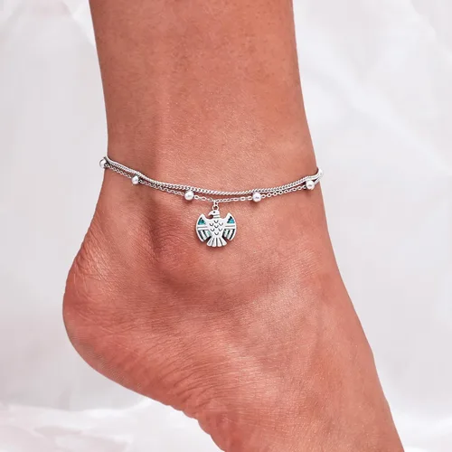 Miniatura 21 de CHIC & ARTSY Tobilleras de plata de ley S925 para mujer, pulsera de tobillo ajustable multicapa para playa, joyería de verano para mujer, de 10 a 11