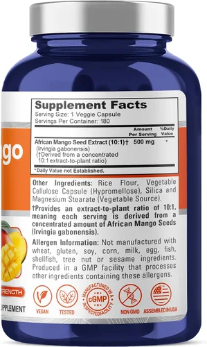 Miniatura 2 de NusaPure Mango africano, 500 mg, 180 cápsulas vegetales (sin OMG, vegano)