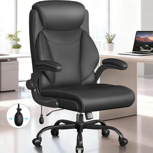 Miniatura 15 de Silla ergonómica de oficina, silla de computadora de escritorio para el hogar, silla ejecutiva de respaldo alto, silla ergonómica de cuero acolchada