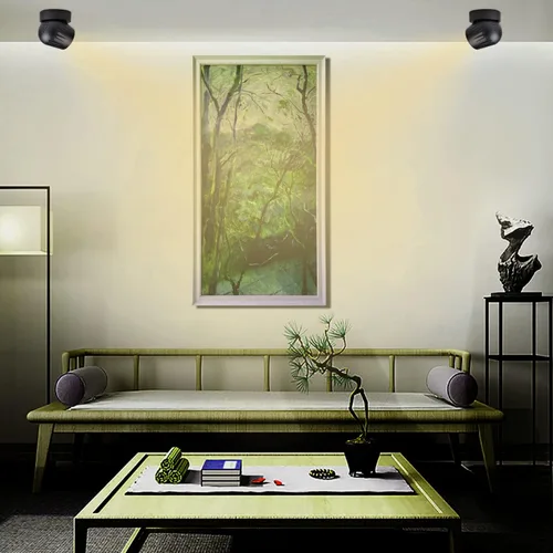 Miniatura 6 de Foco de techo LED de 12 W, luz direccional de rotación de 360°, 3000 K, blanco cálido, lámpara de pared para pasillo, galería, sala de estar/negro