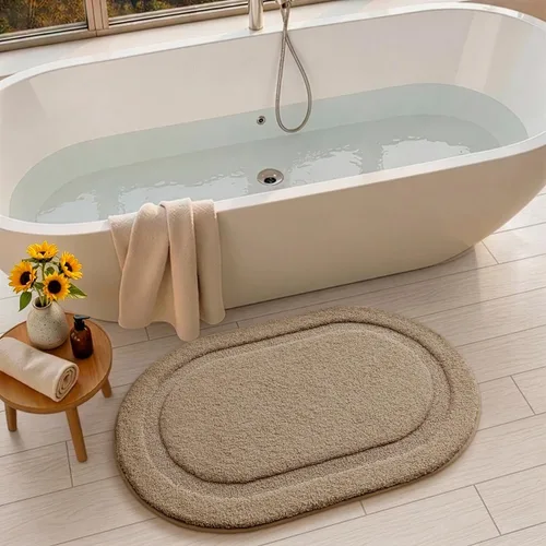 Miniatura 2 de Color&Geometry Alfombra de baño pequeña color beige de 15 x 23 pulgadas, antideslizante, absorbente, suave, lavable, tapete de baño grueso, tapete