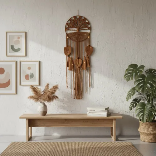Miniatura 5 de Tapiz de macramé para colgar en la pared, diseño de árbol de la vida, tejido a mano para dormitorio, sala de estar, pasillo, símbolo de crecimiento
