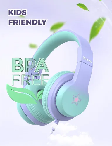 Miniatura 4 de iClever HS19S - Auriculares infantiles con micrófono, limitador de volumen seguro a 85 dBA, auriculares estéreo con orejeras para niños y niñas