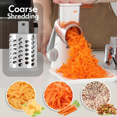 Miniatura 2 de rallador de queso giratorio con mango, cortador de verduras manual de velocidad para la cocina, triturador de patata para hash brown, molinillo