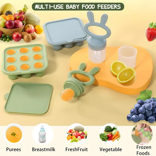 Miniatura 5 de Bandeja para congelador de alimentos para bebés, bandeja de silicona para congelador, mordedor de alimentos para frutas, molde de paletas de leche