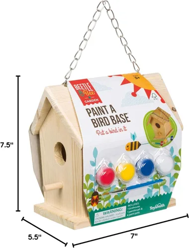 Miniatura 4 de Toysmith - Beetle & Bee - Paint A Bird Base – Juego de manualidades de bricolaje para niños, para exteriores, de casa para pájaros, de 5.25 x 7 x