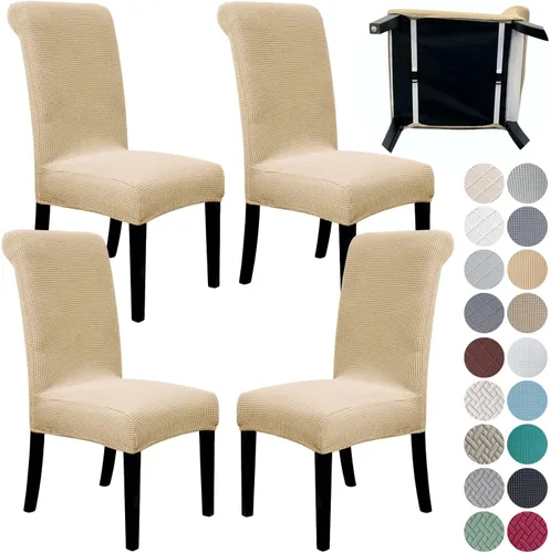 Miniatura 28 de SPRINGRICO Paquete de 2 fundas para sillas de comedor con cinturón de seguridad, fundas elásticas para sillas Parsons lavables, fundas protectoras