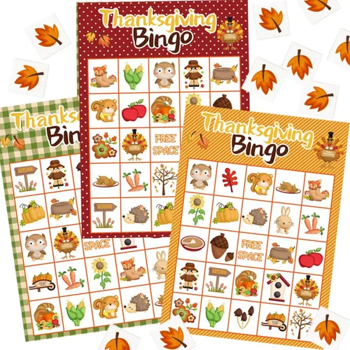 Miniatura 6 de Fancy Land Juego de bingo de Acción de Gracias para niños, 24 jugadores, 8 diseños, multicolor para actividades escolares, fiestas, suministros