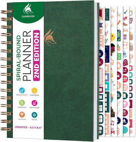 Miniatura 21 de Clever Fox - Agenda 2ª Edición – Planificador de Metas Semanales y Mensuales Colorido, Organizador de Gestión del Tiempo y Productividad, Sin Fecha