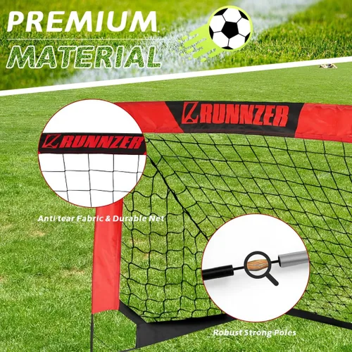 Miniatura 4 de L RUNNZER Portería de fútbol para niños, red de fútbol desplegable para patio trasero, juego de 2 con funda de transporte portátil