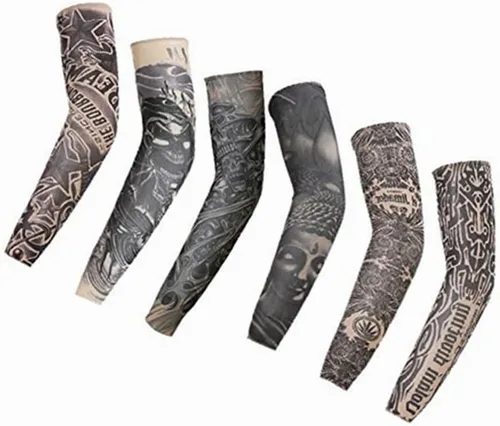 Miniatura 3 de Mangas de tatuaje temporales falsas para hombres y mujeres, mangas de protección solar para brazos (juego oscuro unisex, paquete de 6)