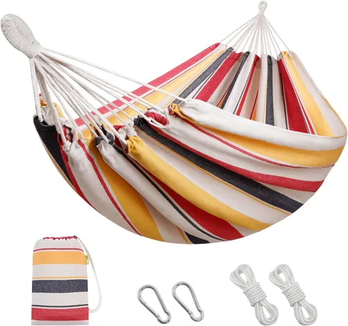 Miniatura 9 de Hamaca brasileña con correas para árboles, hamacas de lona, hamaca portátil con bolsa de transporte para patio trasero, porche, uso en exteriores e