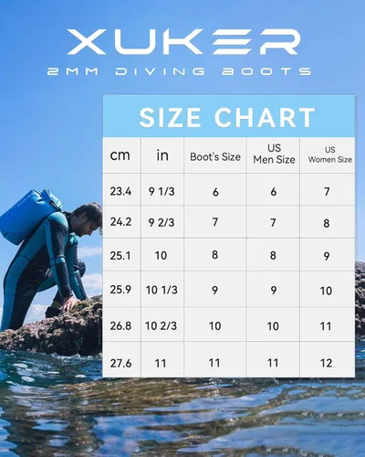 Miniatura 3 de XUKER Botas de buceo de neopreno de 0.079 pulgadas, botines de neopreno para hombres y mujeres, zapatos de agua con suela antideslizante, zapatos