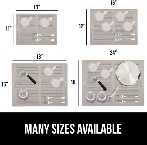 Miniatura 5 de GORILLA GRIP Tapete de secado de platos de silicona patentado 100% sin BPA para encimera de cocina, diseño acanalado para atrapar agua, fácil