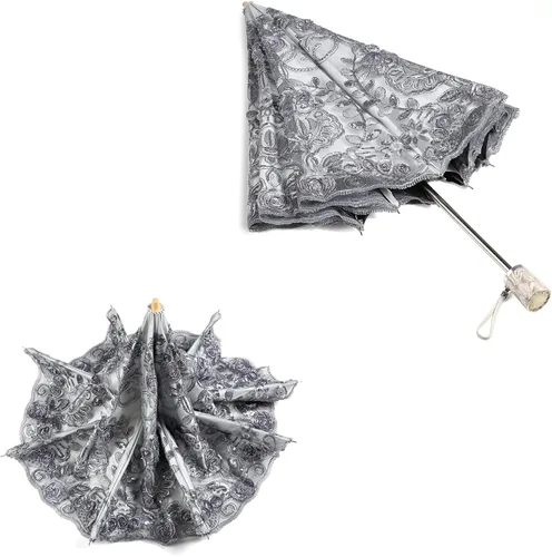 Miniatura 2 de Paraguas plegable LCY para mujer con bordado de encaje 2 paraguas para bodas