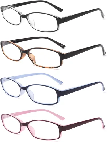 Miniatura 10 de Paquete de 6 lentes de lectura con bloqueo de luz azul, lectores de bisagra de resorte para mujer con patrón impreso, anteojos UV antirreflejos