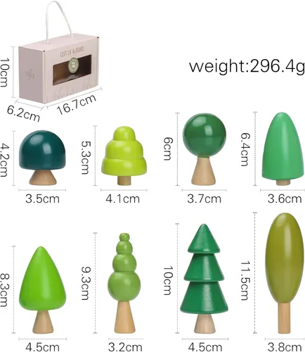 Miniatura 4 de Juego de 8 árboles de madera en miniatura de varios tamaños, árboles de madera natural, mini árboles para decoración del hogar y manualidades
