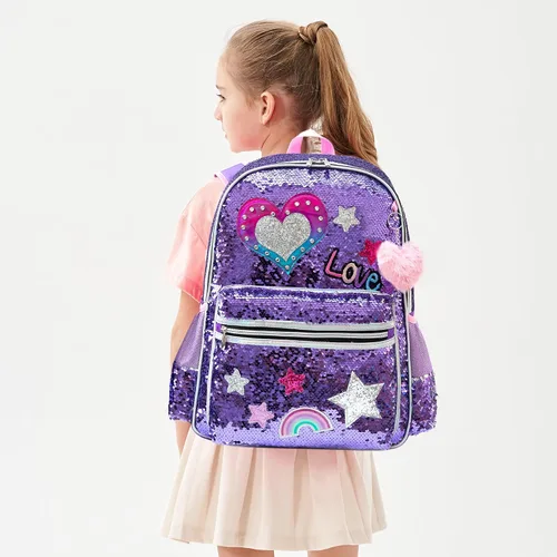 Miniatura 24 de Mochila para niñas de 16 pulgadas, mochilas para niñas para la escuela, mochila de lentejuelas con lonchera para estudiantes de primaria