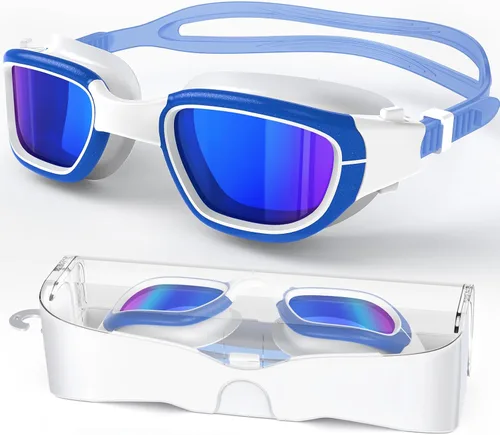 Miniatura 16 de Gafas de natación polarizadas, gafas de natación unisex para adultos, antivaho, anti UV, vista amplia, gafas de piscina para hombres y mujeres