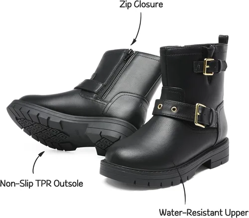 Miniatura 3 de DREAM PAIRS Botines impermeables con cremallera lateral para niñas pequeñas y grandes