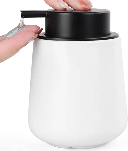 Miniatura 11 de Bosilunlife Dispensador de jabón de manos, dispensador de jabón de cerámica de 12 onzas, dispensador de jabón líquido recargable para baño