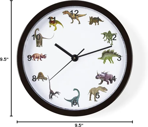 Miniatura 6 de CafePress Reloj de pared de dinosaurio con números negros, reloj de pared decorativo único de 10 pulgadas