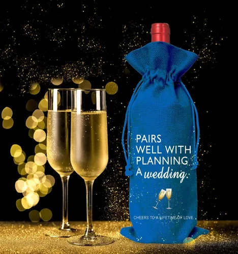 Miniatura 3 de Bolsa de vino Regalo de boda para señor y señora - Regalo de compromiso J14-Azul
