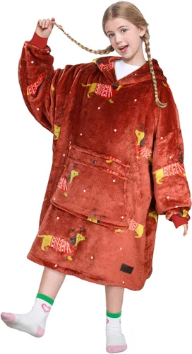 Miniatura 13 de Catalonia Manta con Capucha Arcoíris para Niños, Sudadera Manta de Forro Polar de Gran Tamaño Usable con Bolsillo Frontal Grande, Regalo