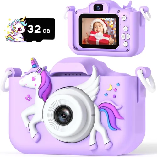Miniatura 10 de Cámara para niños mejorada, regalos de Navidad y cumpleaños para niñas y niños, cámara de video digital selfie de 1080P HD para niños pequeños