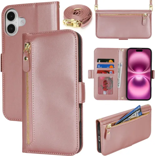 Miniatura 45 de Lipvina Funda tipo cartera para iPhone 12 Pro Max / 13 Pro Max para mujeres, bolsillo con cremallera, funda de teléfono de cuero PU con soporte