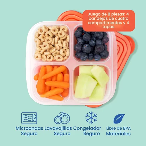 Miniatura 3 de Bentgo Easyboxes - Juego de 8 piezas de contenedores de aperitivos de 4 compartimentos con 4 bandejas y 4 tapas personalizadas para mantener