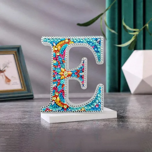 Miniatura 31 de YOYA Letras de Artesanía de Madera con Arte de Diamantes 5D de 6 Pulgadas para Decoración de Pared, Kits de Arte de Diamantes de Letras de A