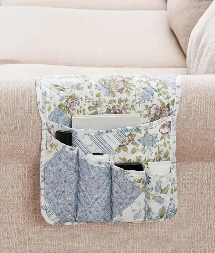 Miniatura 13 de Brilliant Sunshine - Organizador de apoyabrazos de sofá de terciopelo gris con 5 bolsillos, soporte antideslizante para sillón reclinable