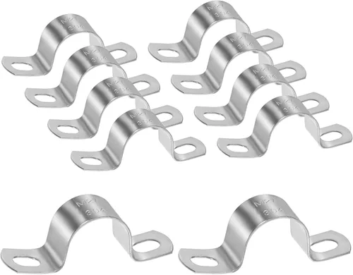 Miniatura 32 de M METERXITY Paquete de 3 abrazaderas de conducto, correa rígida de acero inoxidable 304 de 3-1/2 pulgadas M89 U con 2 agujeros