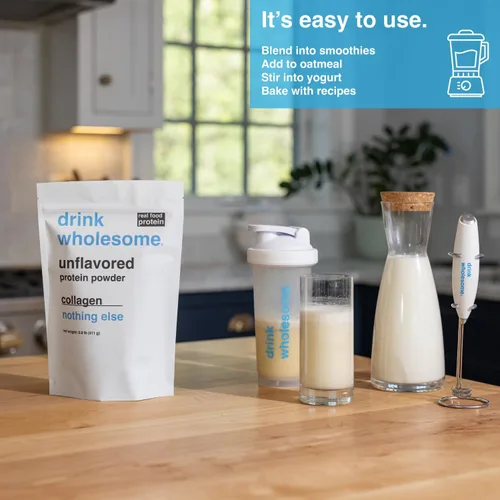 Miniatura 3 de drink wholesome Polvo de proteína de colágeno sin sabor para estómagos sensibles Proteína integral mínimamente procesada Sin aditivos, sin