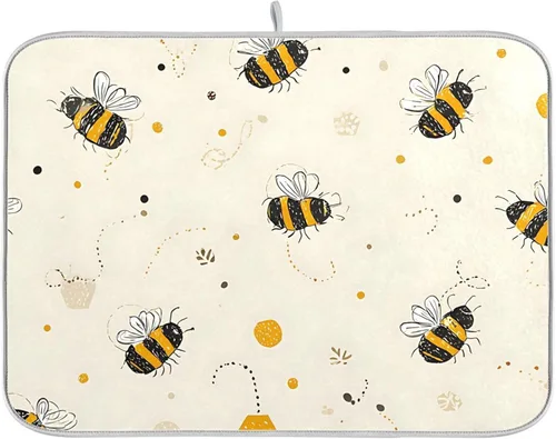Miniatura 37 de Beige and Brown Marble Print Dish Drying Mat for Kitchen Counter Super Absorbent Drying Mat 16x18 inch Large Dish Drying Matts for Countertop