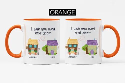 Miniatura 4 de Taza de viaje con nombres personalizados de larga distancia con texto en inglés "I Wish You Lived Next Door, Next to me, Besties Friends