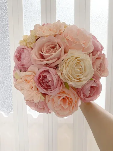 Miniatura 232 de FACINOC Ramos de Rosas Artificiales Naranjas, Juego de Caja de Flores Artificiales con Tallos para DIY, Bodas, Despedidas de Soltera, Decoraciones