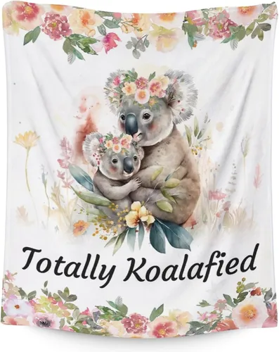 Miniatura 7 de Manta Koala para los amantes del koala, tamaño de cuna de 40 x 50 pulgadas, manta suave y acogedora para regalo, manta negra de dibujos animados