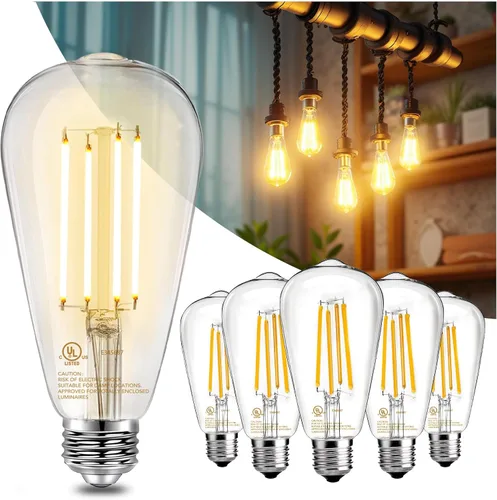 Miniatura 9 de DAYBETTER Bombillas LED Edison vintage, bombilla LED E26 equivalente a 60 W, bombillas LED regulables, alto brillo 6 W 800 LM, blanco cálido 2700 K