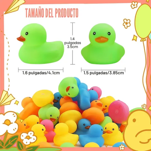 Miniatura 2 de 50 piezas de juguetes de baño de pato de goma, patos de baño multicolor a granel, pato flotante para bebé, juguete de baño para ducha, fiesta de 5