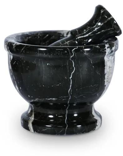Miniatura 2 de Juego de mortero de mármol negro y dorado hecho a mano, grande, trituradora de hierbas rústicas y molinillo de piedra, lo mejor para decoración