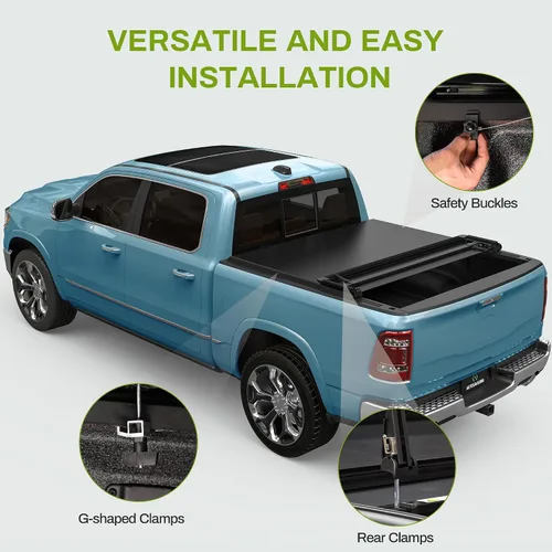 Miniatura 5 de AUTOSAVER88 Cubierta Tonneau suave de cuatro pliegues para caja de camioneta compatible con Ford F-150 F150 2015-2026 (excepto serie Raptor) caja