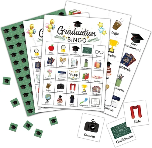 Miniatura 17 de Tarjetas de bingo de jubilación, juego de jubilación para 24 jugadores, actividades de oficina para familiares y amigos, suministros de regalos