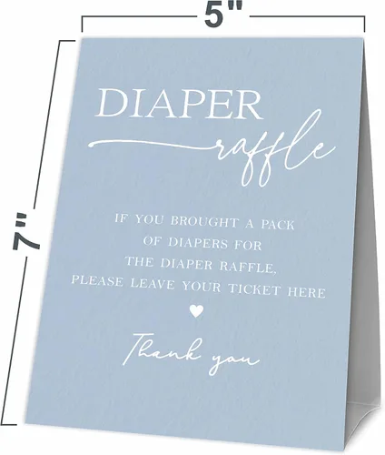 Miniatura 3 de Juegos de baby shower, 1 letrero de pie para rifas de pañales con 50 boletos para rifas de pañales, decoraciones y suministros para fiesta de baby