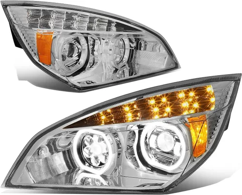Miniatura 16 de DNA MOTORING HL-HAY-040-BK - Par de faros LED C-Halo con proyectores y barra de luz 3D, compatible con Freightliner Cascadia 08-17, carcasa negra