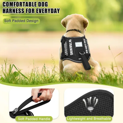 Miniatura 4 de Arnés de chaleco para perro de servicio+Etiqueta de identificación+10 parches, etiqueta de perro de servicio metálica y chaleco reflectante de apoyo